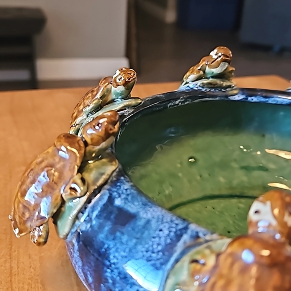 Majolica Style Pottery Turtle 🐢 Planter Dish Bowl - Picture 5 of 5